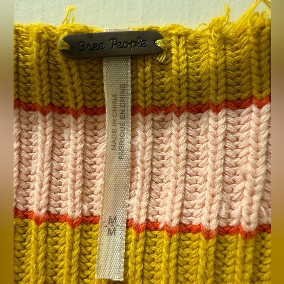 Free People Yellow and Pink Distressed Sweater - Picture 3 of 3
